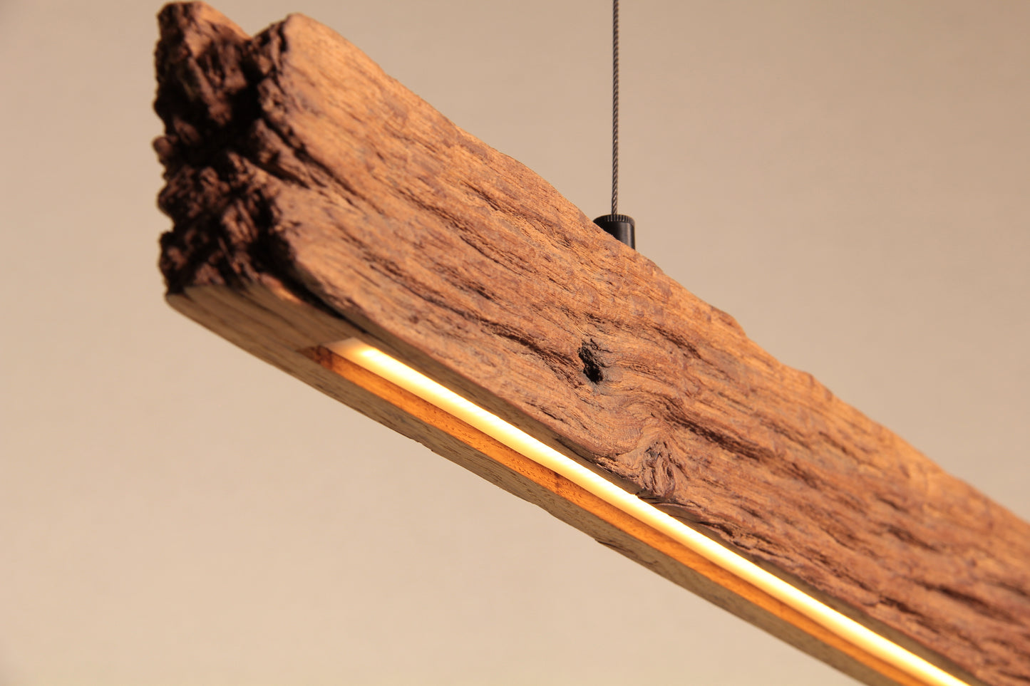 LED lampe de table à manger - fait main pièce unique - 119cm poutre en chêne 2