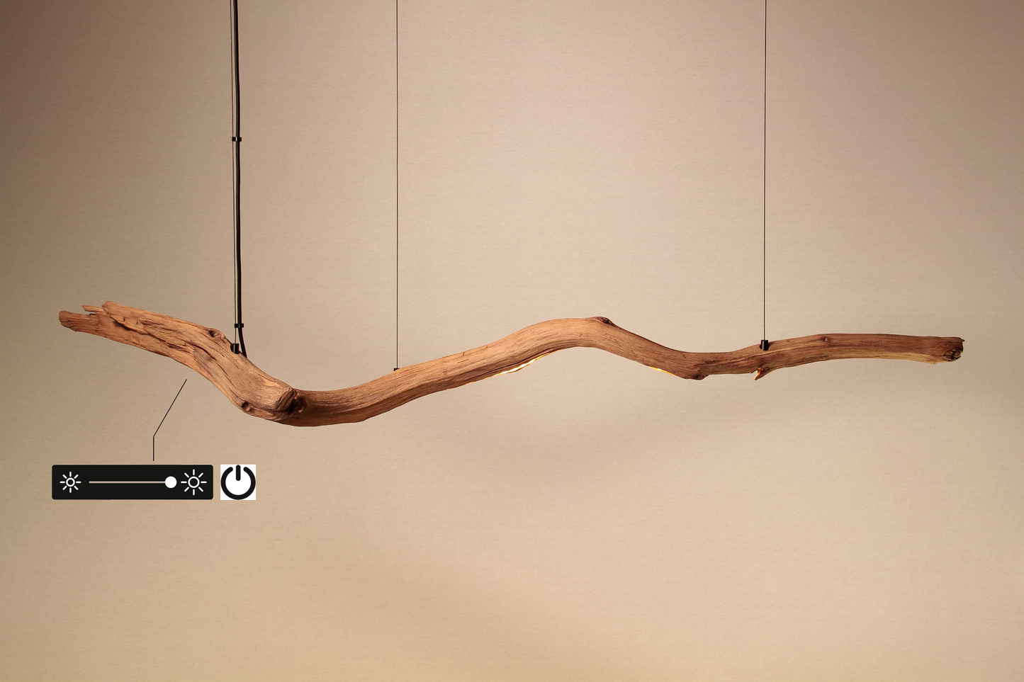 Lampe de table - fait main pièce unique - 153cm branche de chêne