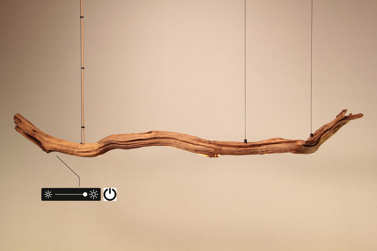 Dining table lamp - handmade unique piece - 160cm oak branch