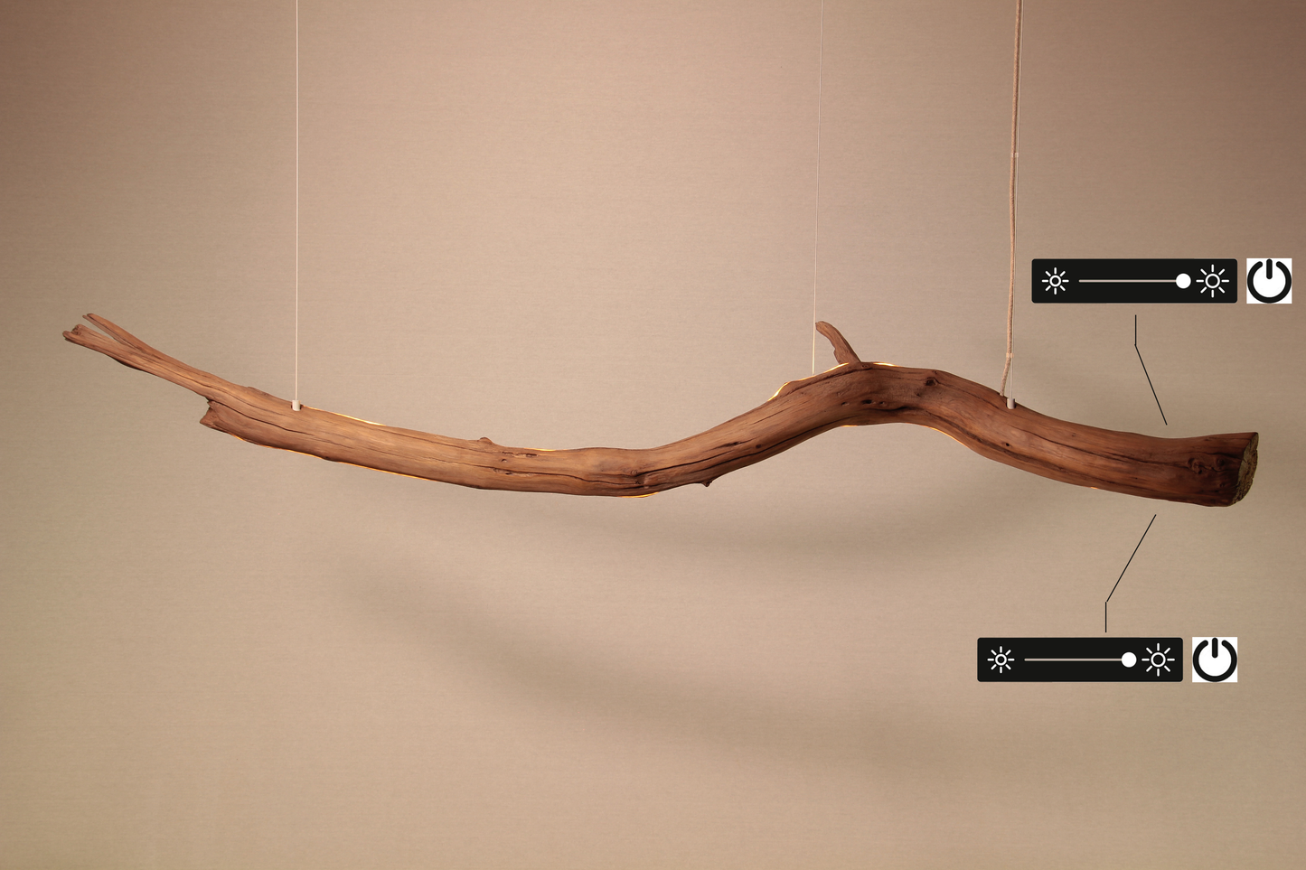 Dining table lamp / LED strip / 181 cm oak branch