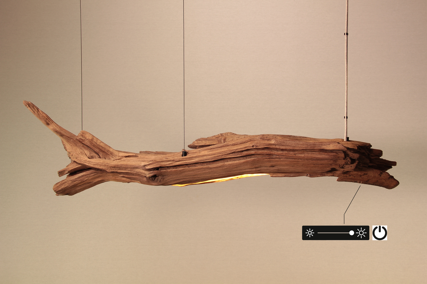 Dining table lamp - handmade unique piece - 119cm oak branch