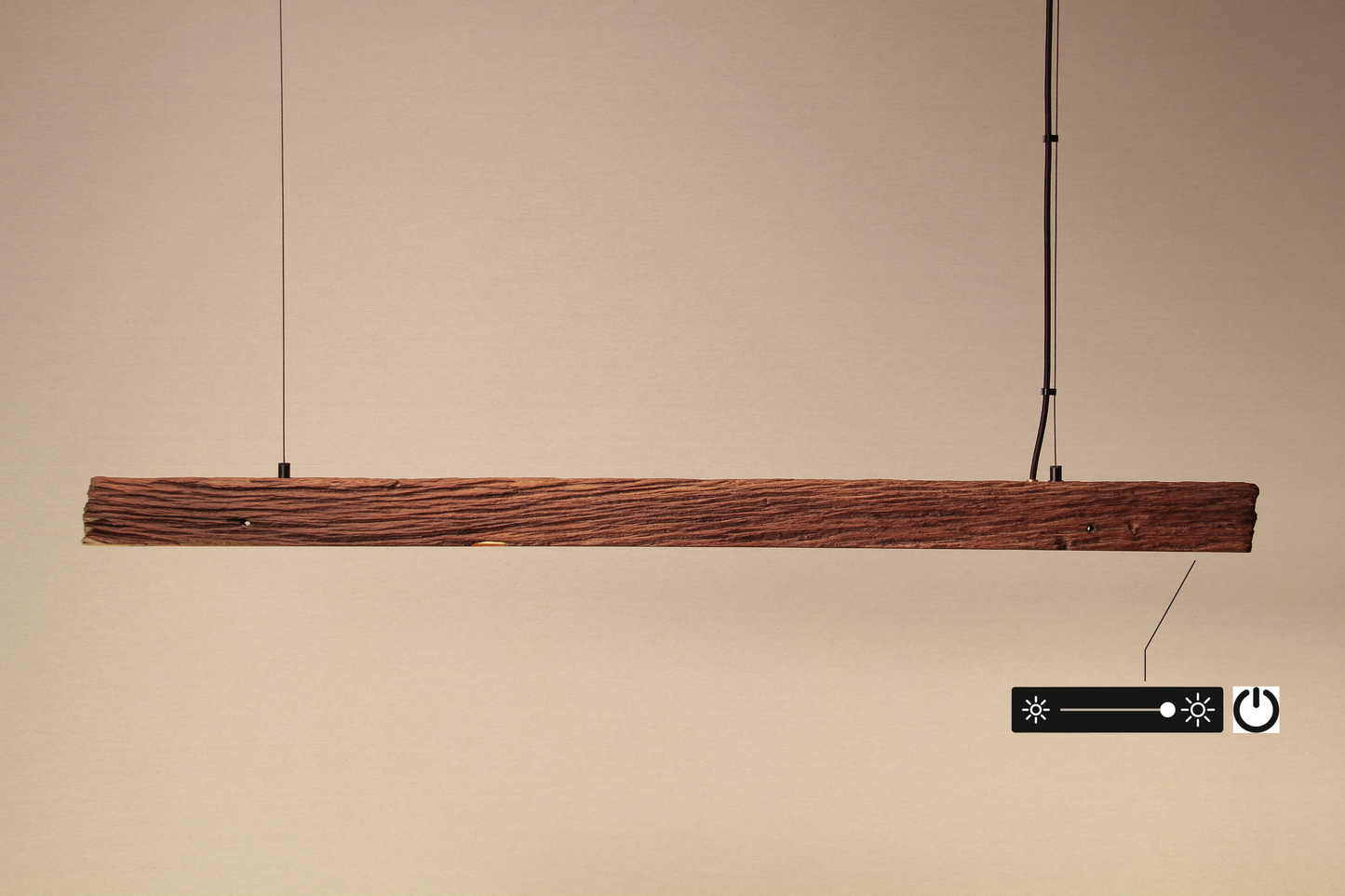 LED lampe de table à manger - fait main pièce unique - 119cm poutre en chêne