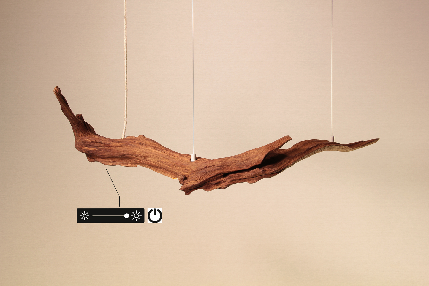 LED-Esstischleuchte - handgefertigtes Unikat - 84cm Eichenast