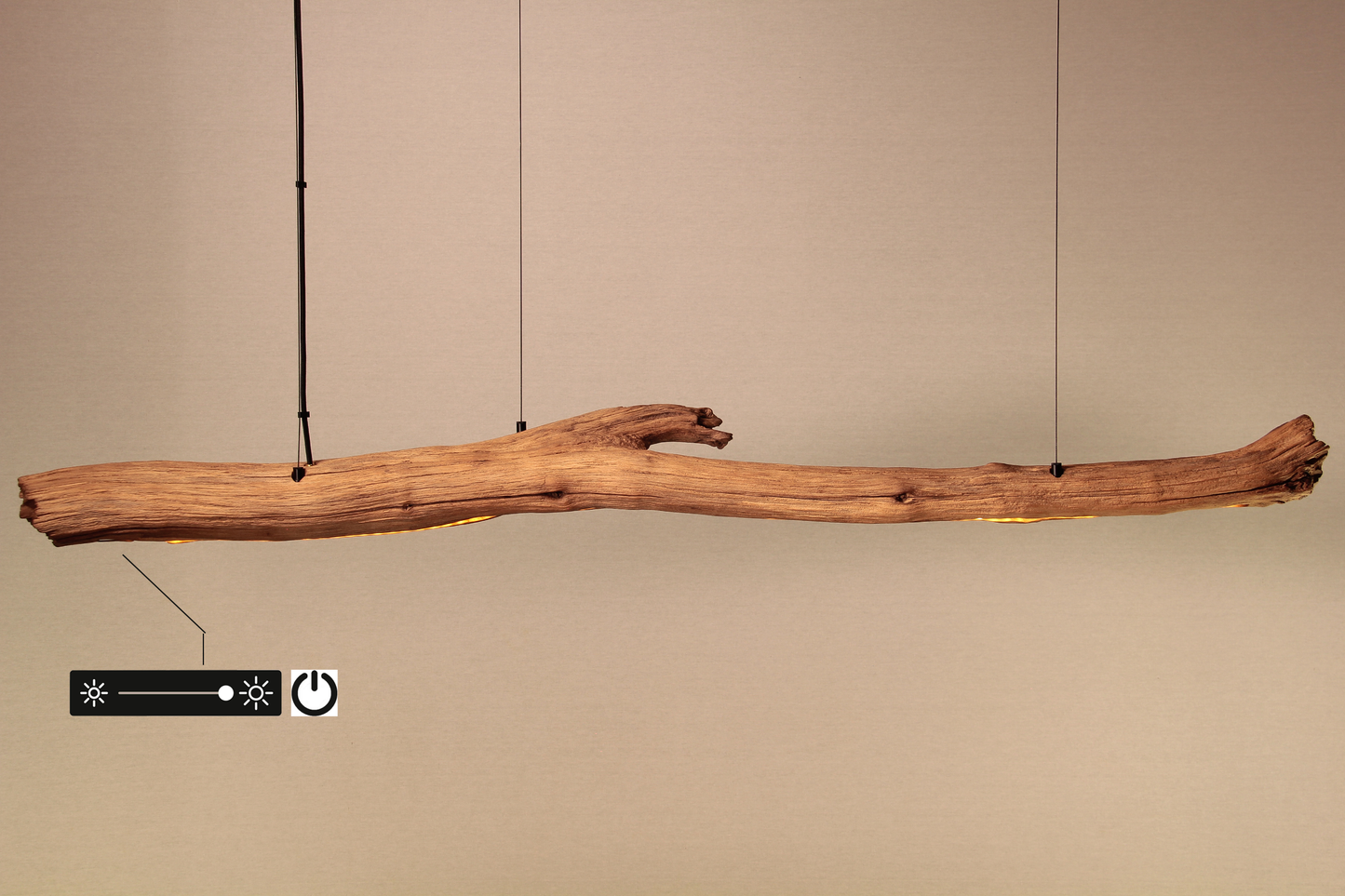 Esstischleuchte - handgefertigtes Unikat - 155cm Eichenast