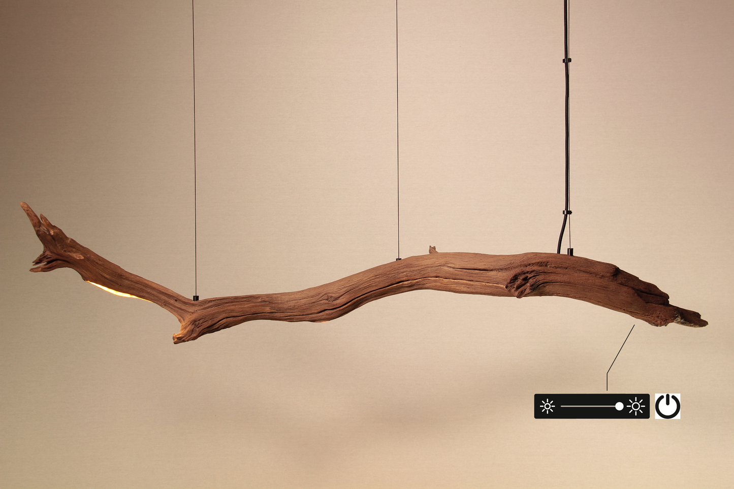 LED lampada da tavolo da pranzo - pezzo unico fatto a mano - 138cm ramo di quercia