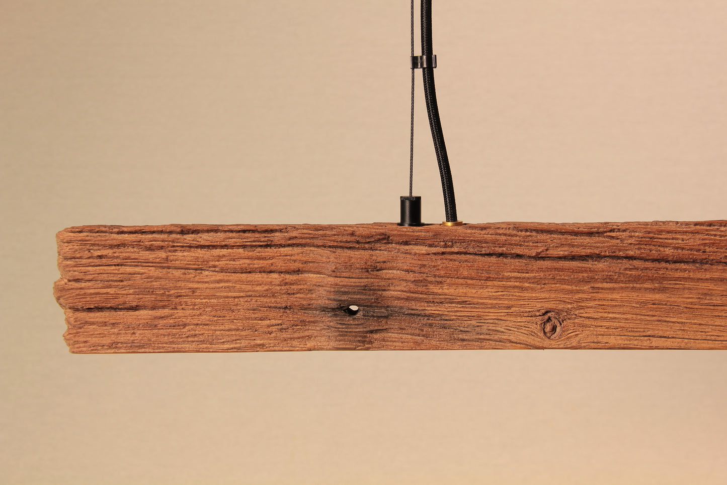 LED lampe de table à manger - fait main pièce unique - 119cm poutre en chêne