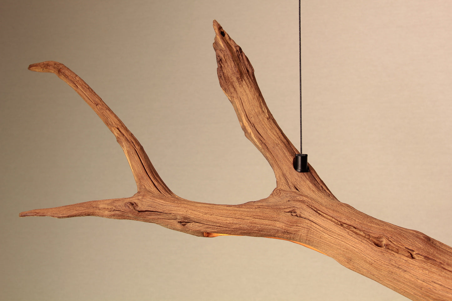 LED lampe de table à manger - fait main pièce unique - 143cm branche de chêne