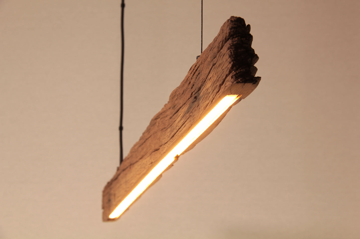 LED lampe de table à manger - fait main pièce unique - 119cm poutre en chêne