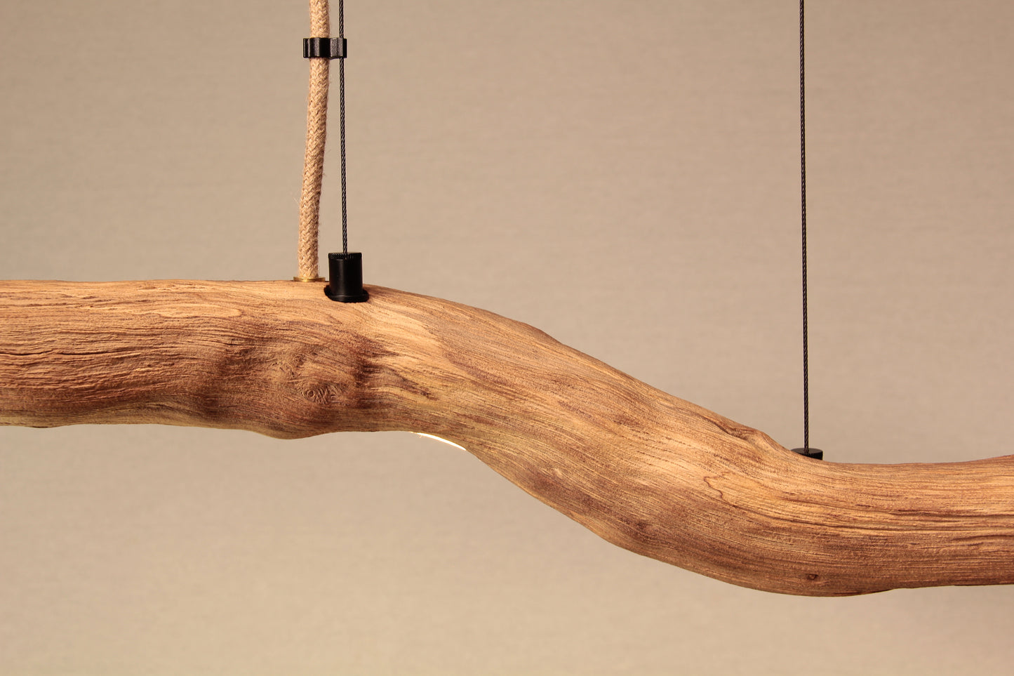 LED lampe de table à manger - fait main pièce unique - 143cm branche de chêne