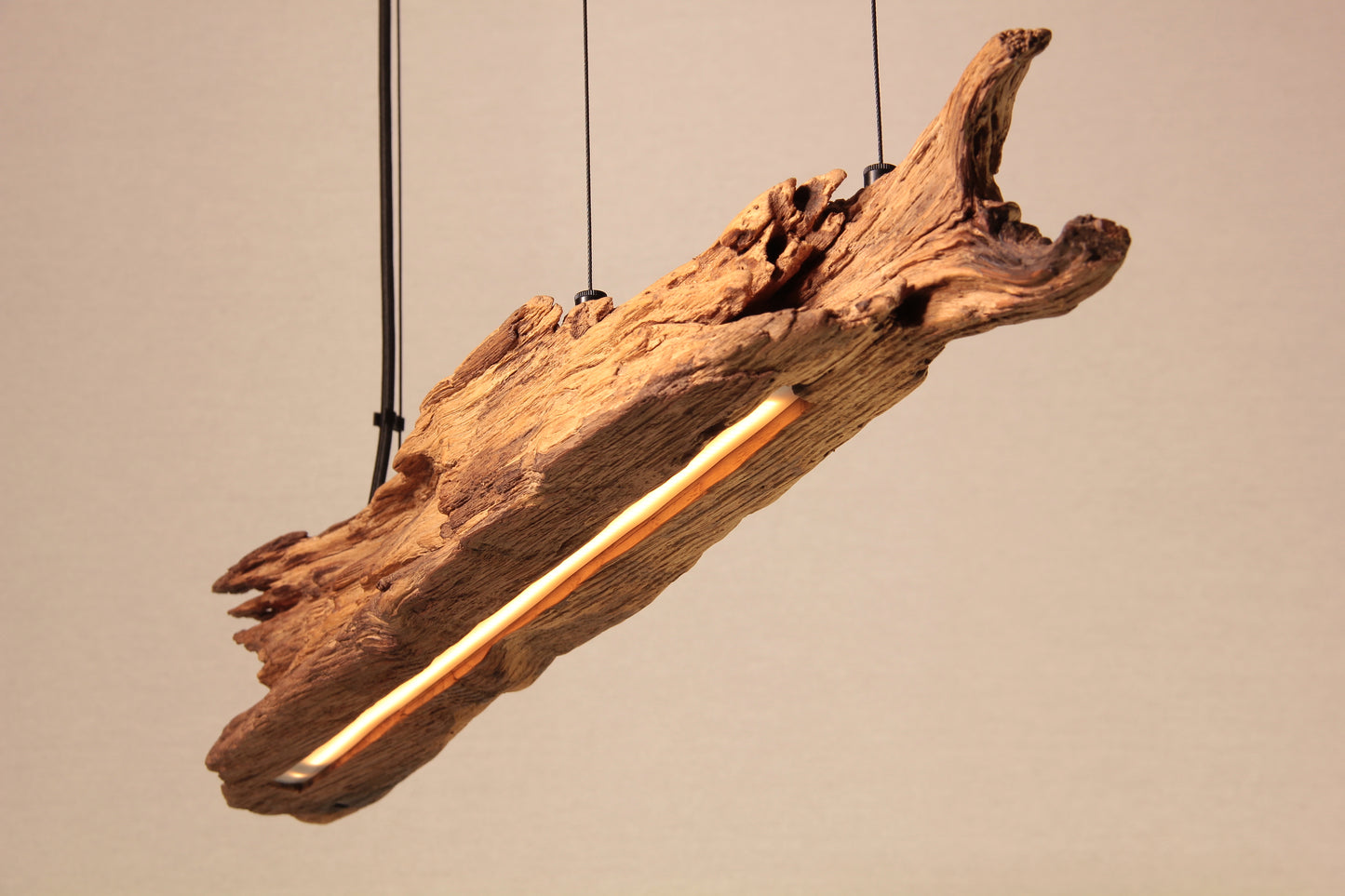 Dining table lamp - handmade unique piece - 80cm oak beam