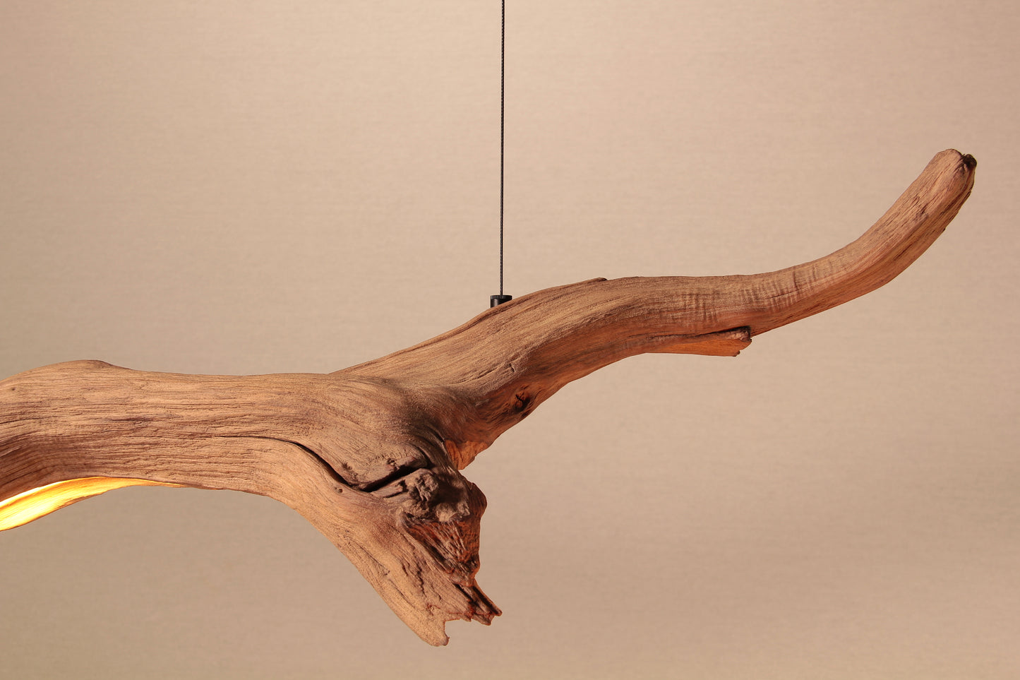 LED lampe de table à manger - fait main pièce unique - 125cm branche de chêne