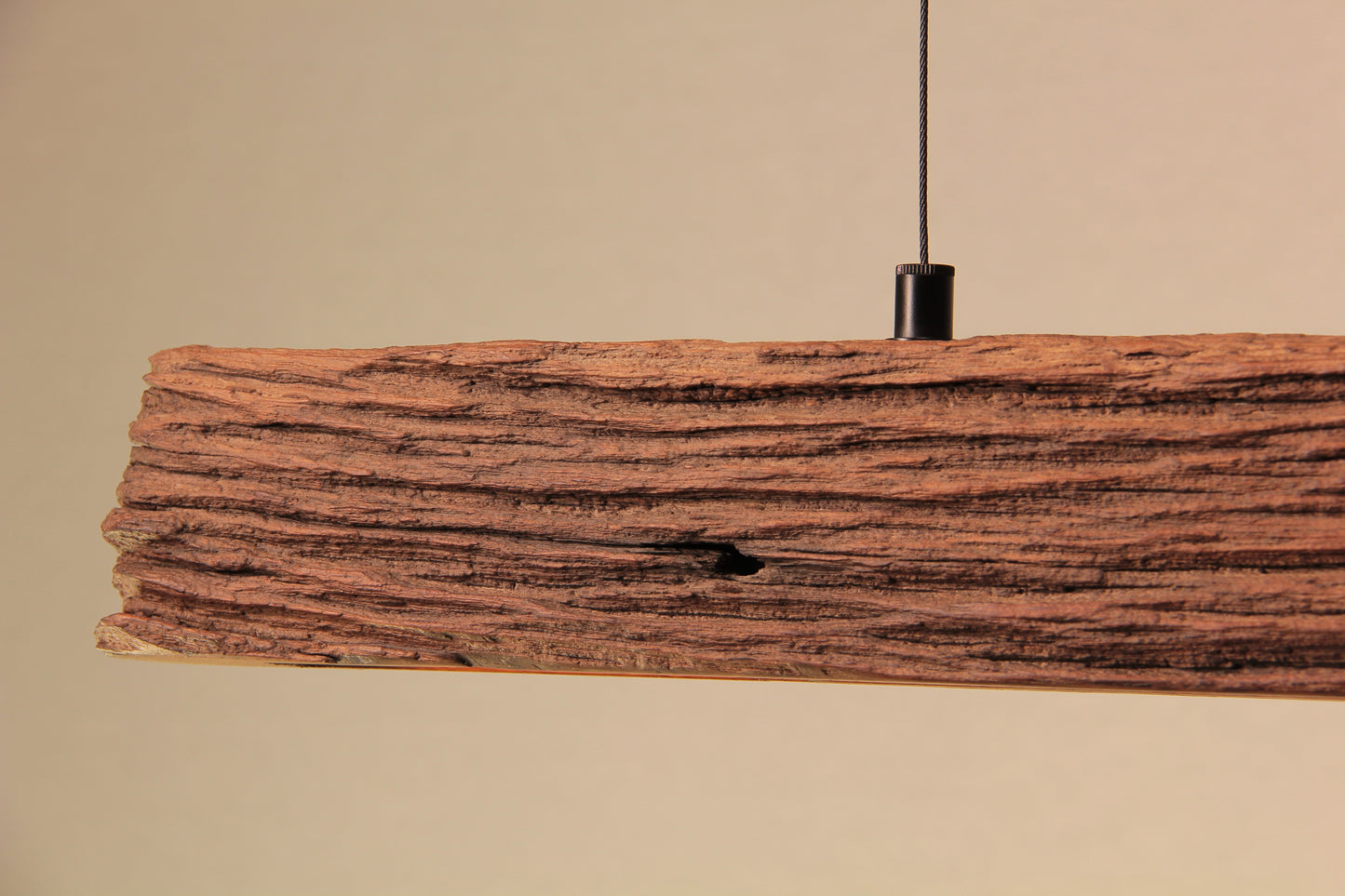 LED lampe de table à manger - fait main pièce unique - 119cm poutre en chêne