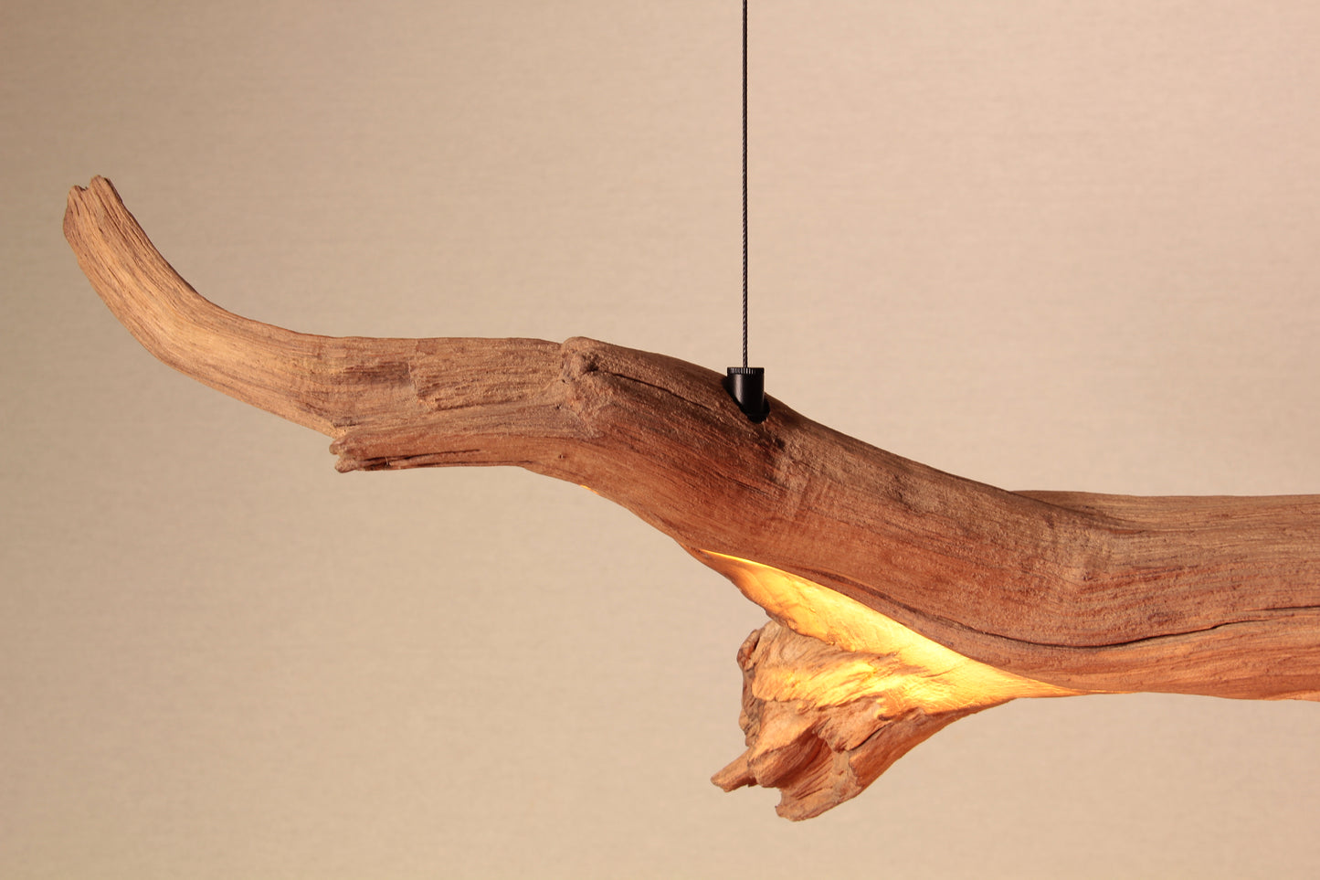 LED lampe de table à manger - fait main pièce unique - 125cm branche de chêne