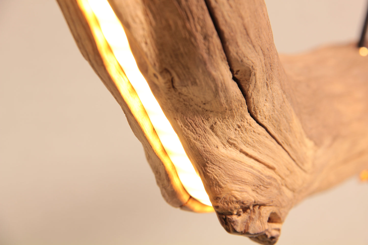 LED lampe de table à manger - fait main pièce unique - 125cm branche de chêne