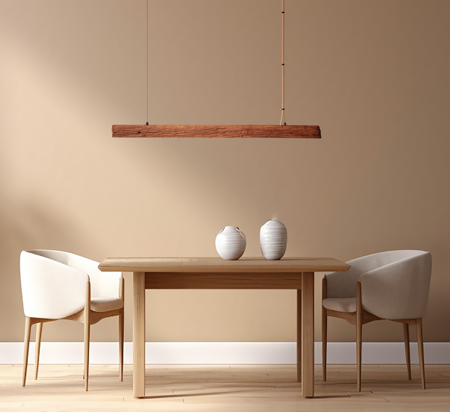 LED lampe de table à manger - fait main pièce unique - 119cm poutre en chêne 2