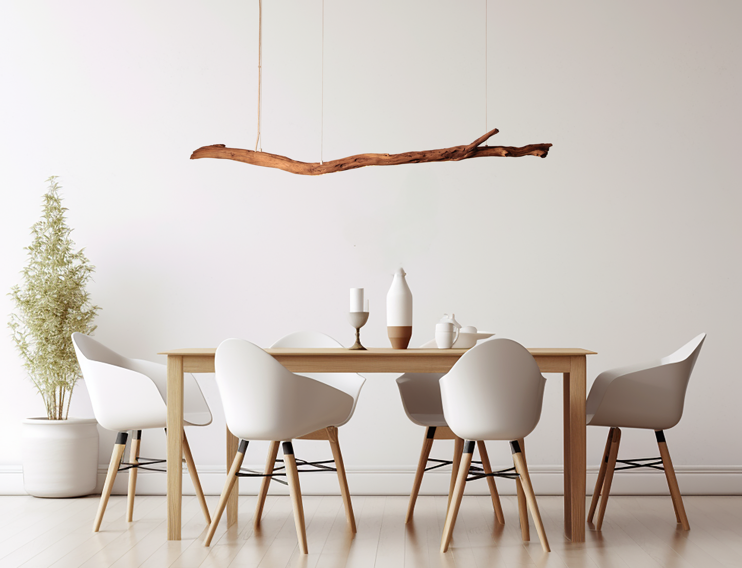 LED lampada da tavolo da pranzo - pezzo unico fatto a mano - 166cm ramo di quercia