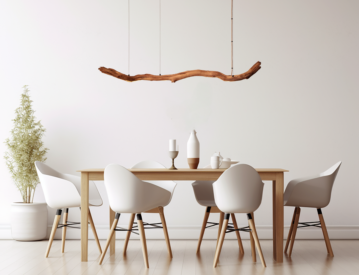 Dining table lamp - handmade unique piece - 160cm oak branch