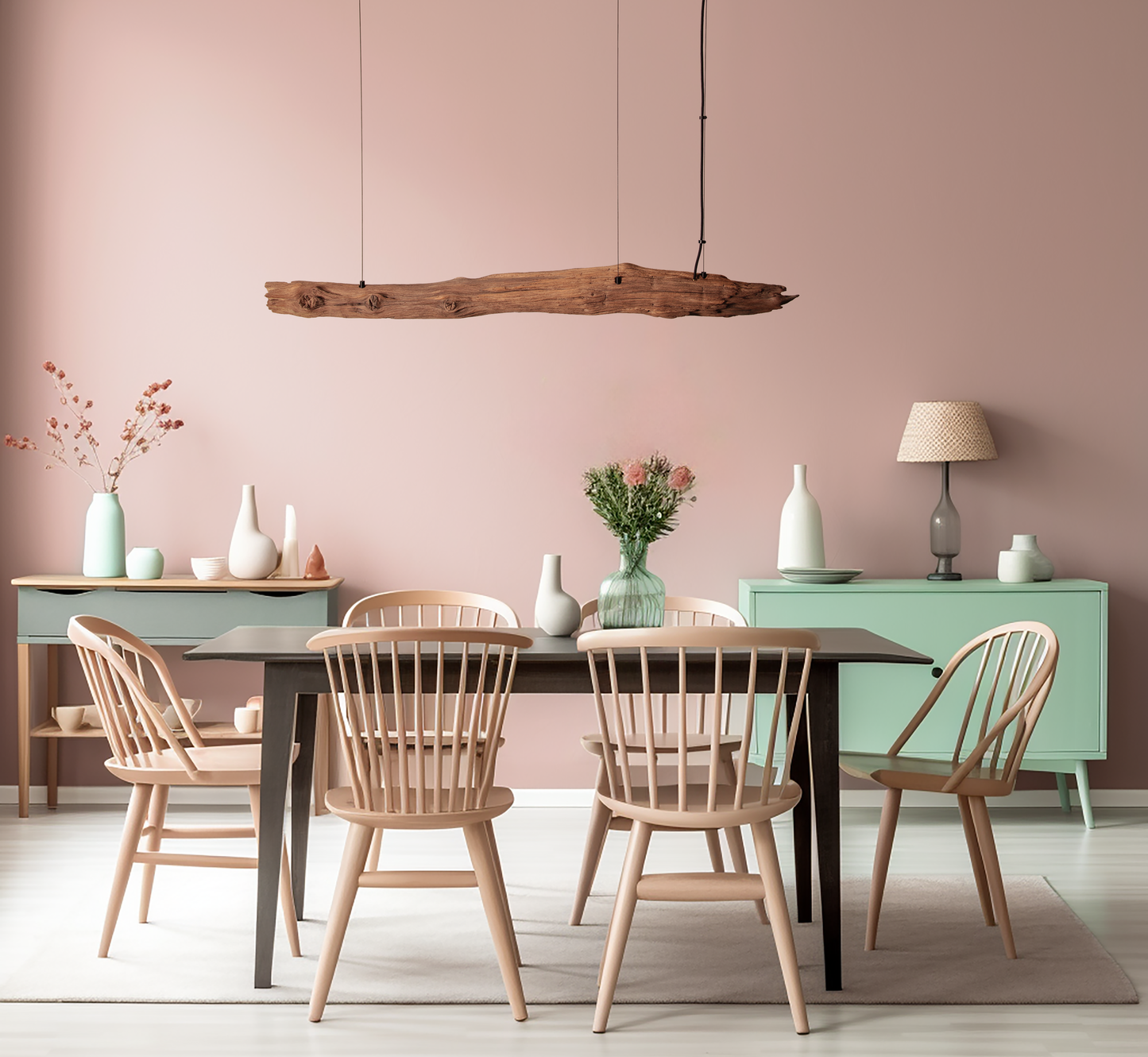 Dining table lamp / LED strip / 133 cm oak branch