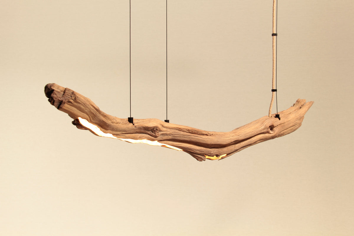 Lampe de table à manger - fait main pièce unique - 113cm branche de chêne