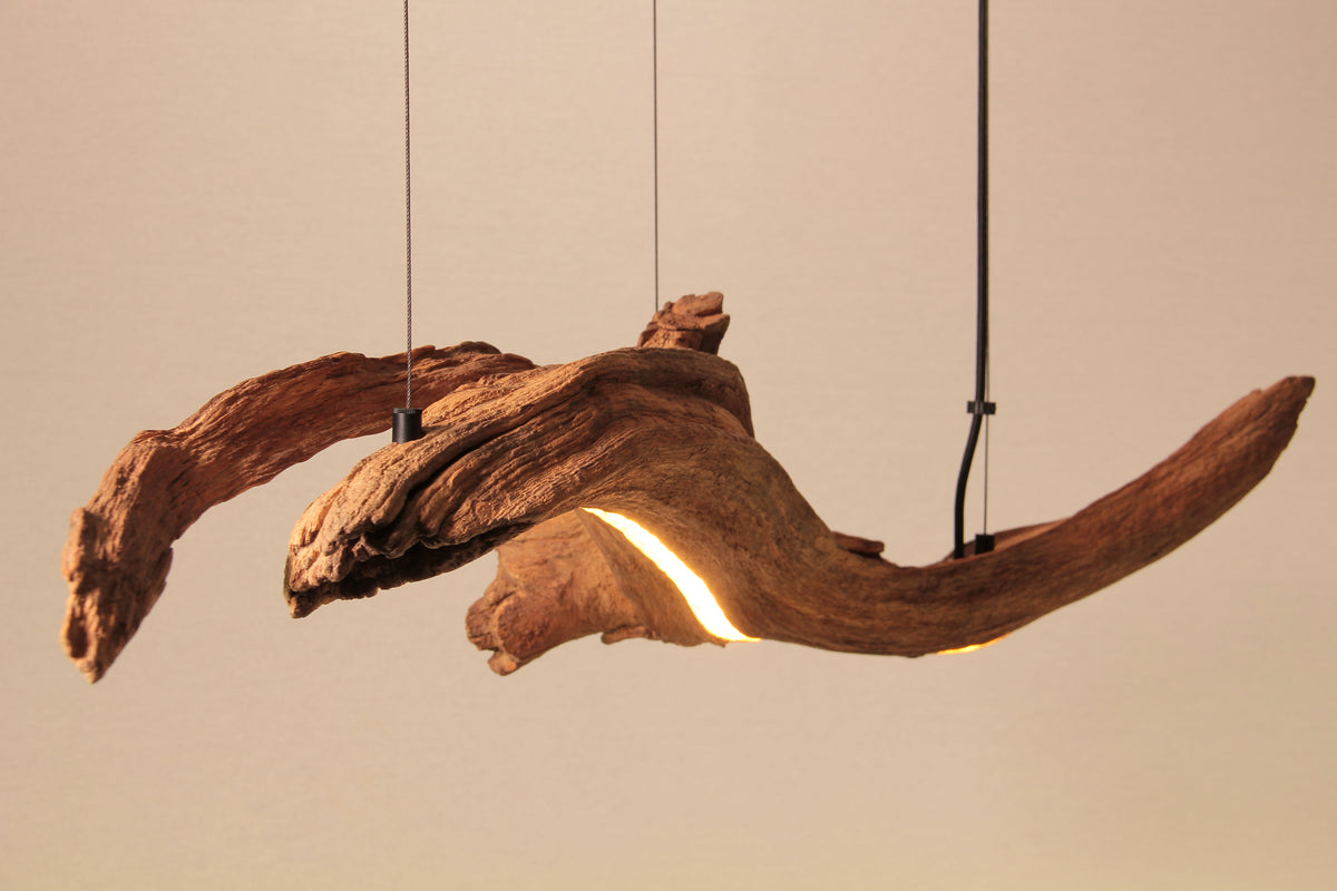 LED dining table lamp - handmade unique piece - 105cm oak branch