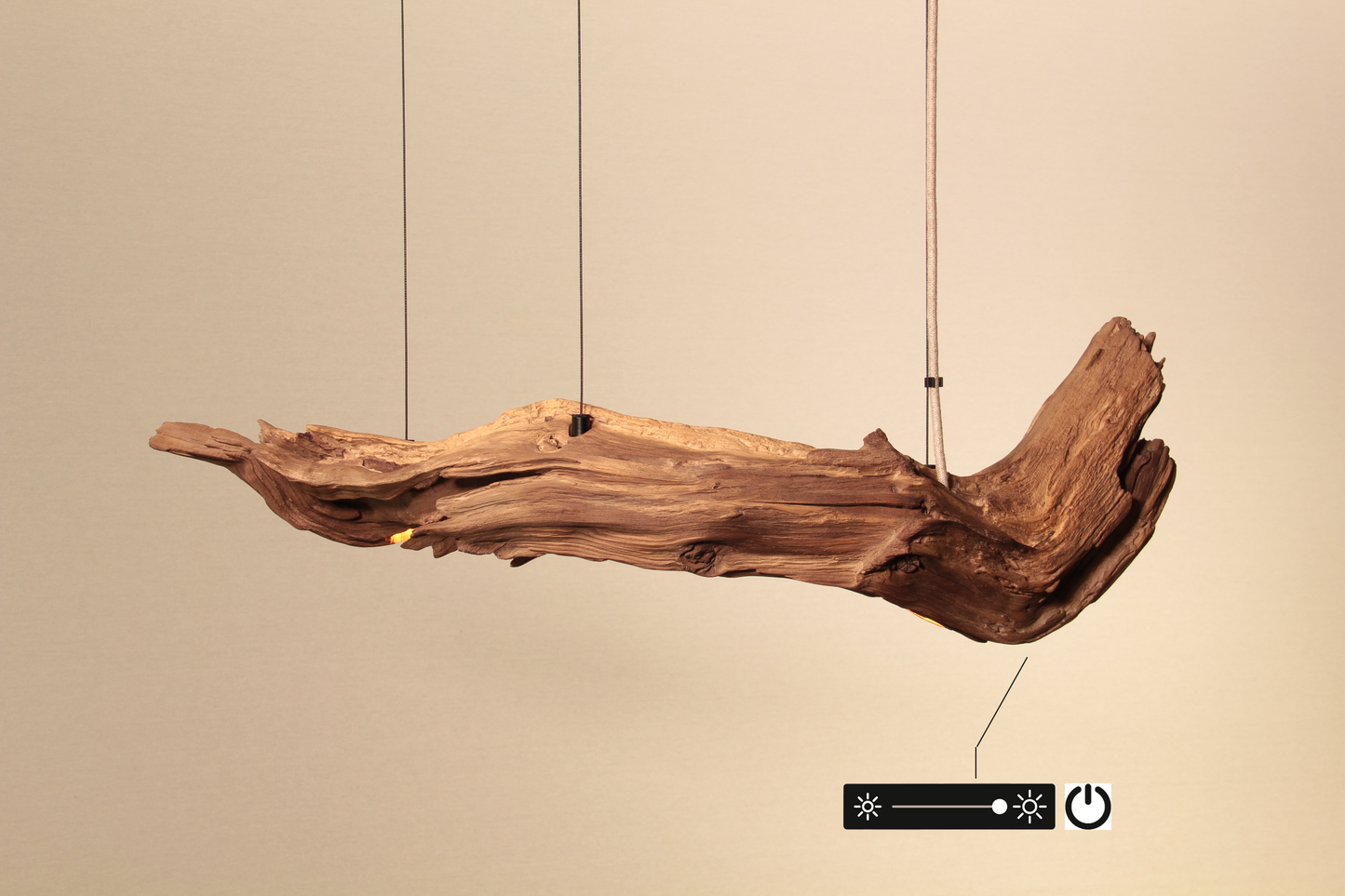 Lampada da tavolo da pranzo  - pezzo unico fatto a mano - ramo di quercia da 75 cm