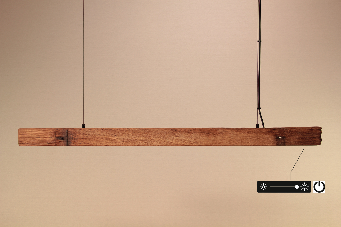 Lampada da tavolo da pranzo - pezzo unico fatto a mano - trave in rovere 120cm