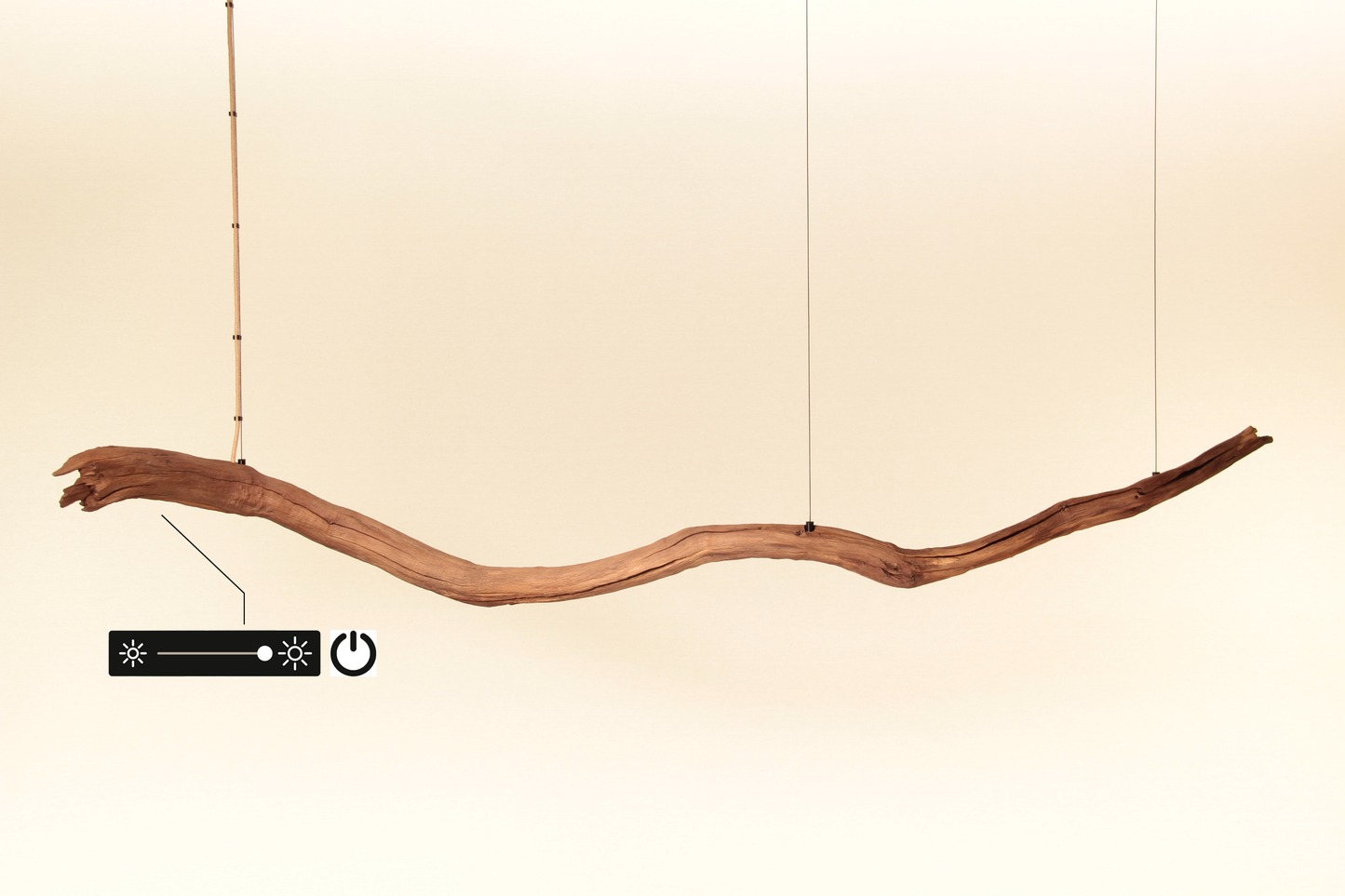 Lampada da tavolo da pranzo - pezzo unico fatto a mano - ramo di quercia di 184 cm