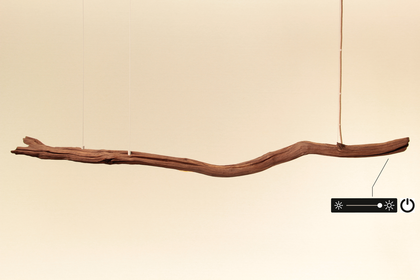 Lampe de table à manger - fait main pièce unique - 158cm branche de chêne