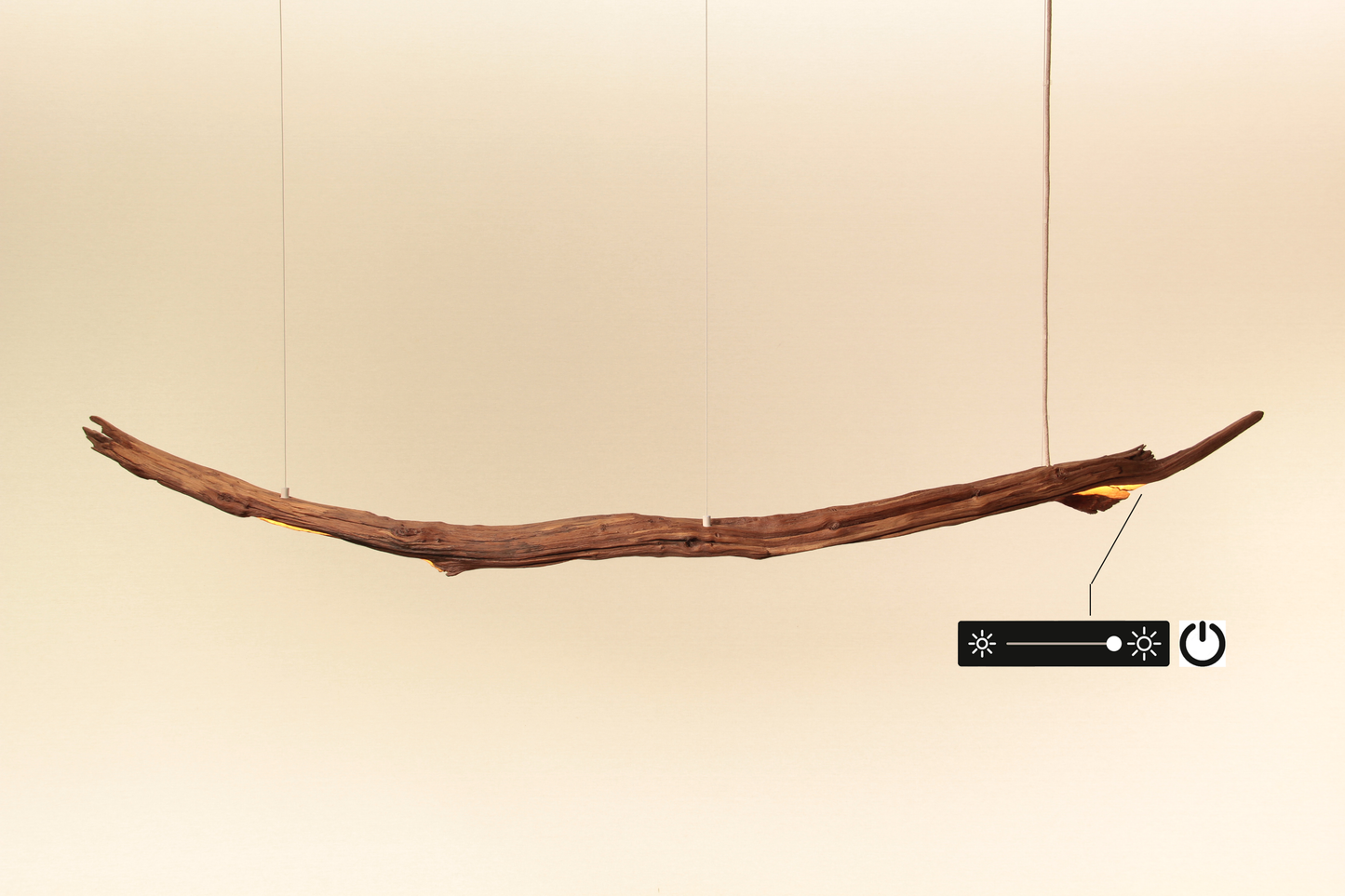 Dining table lamp - handmade unique piece - 187cm oak branch