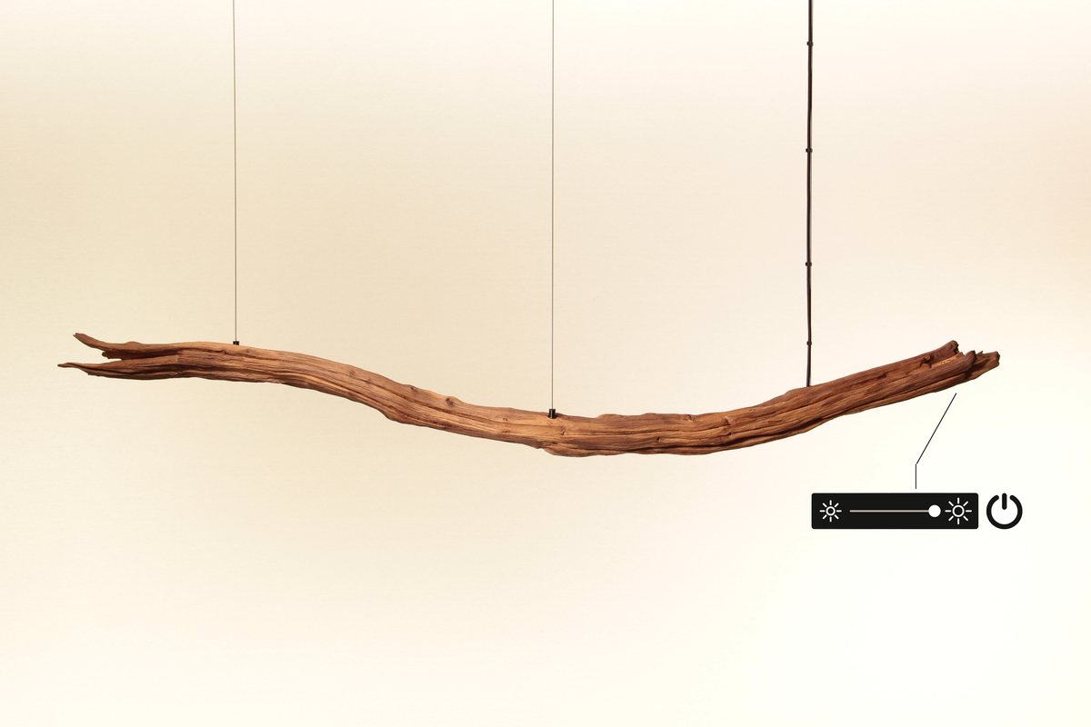 Lampada da tavolo da pranzo - pezzo unico fatto a mano - 178cm ramo di quercia