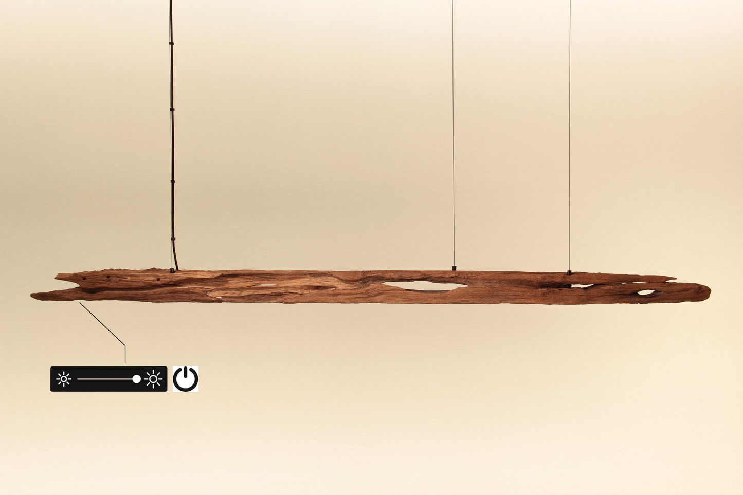 Dining table lamp - handmade unique piece - 198cm oak beam