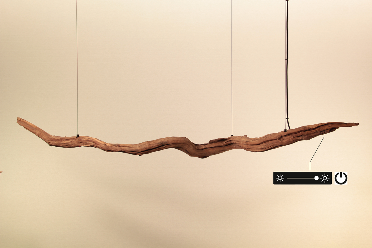 Dining table lamp - handmade unique piece - 176cm oak branch