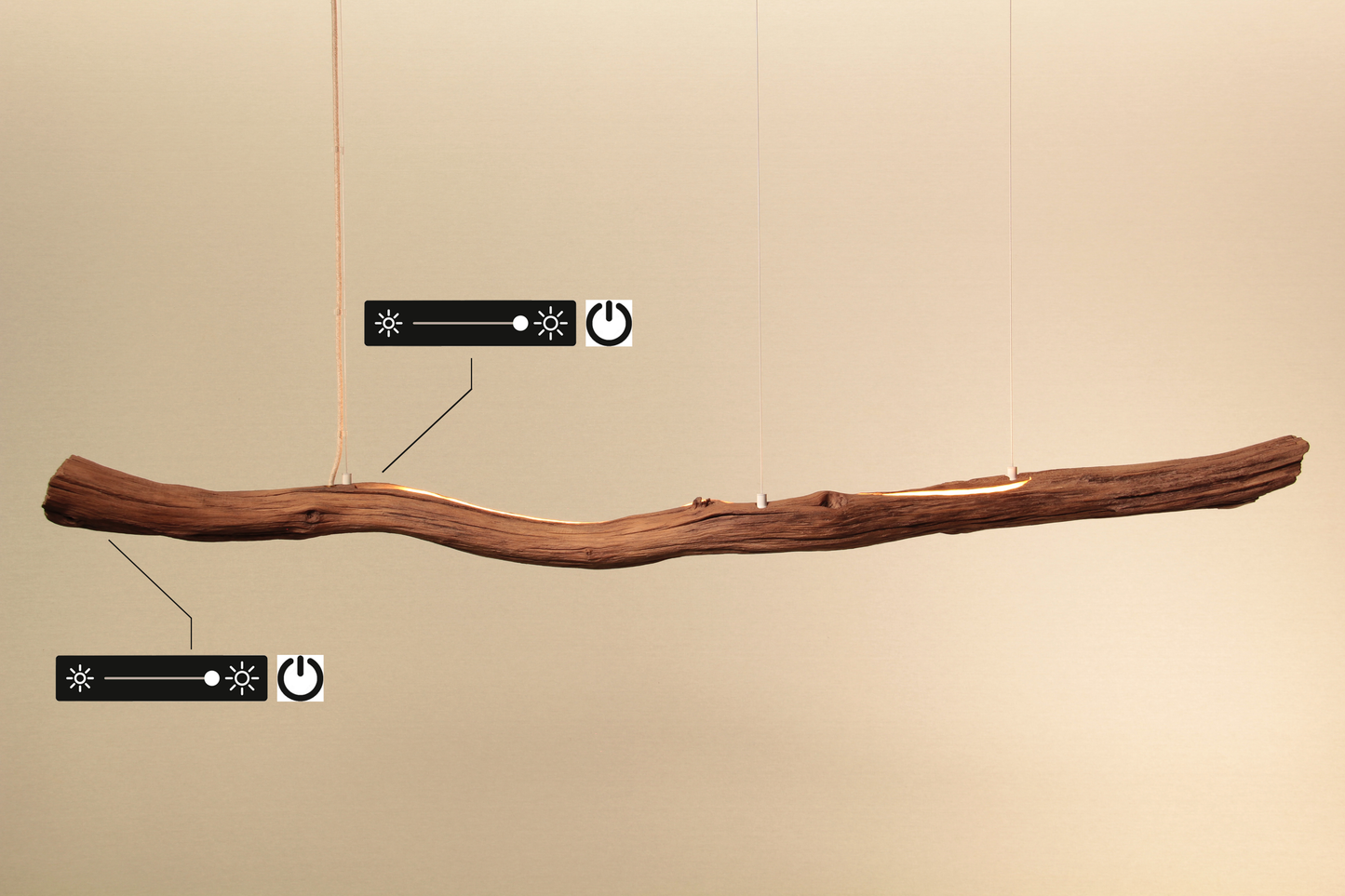 Dining table lamp - handmade unique piece - 152cm oak branch