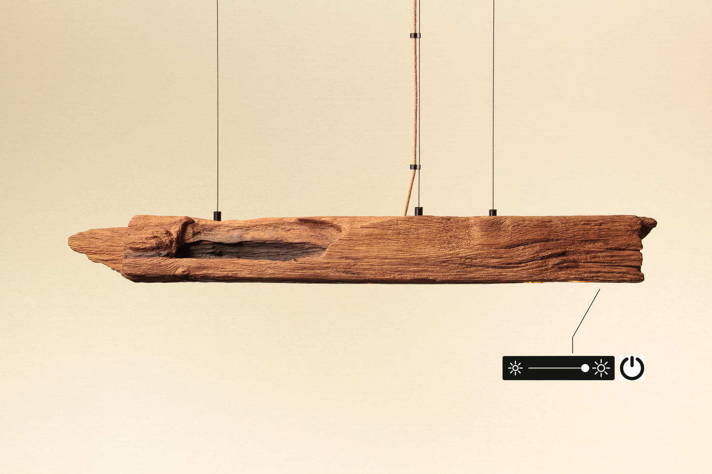 Lampe de table à manger - fait main pièce unique - 90cm poutre en chêne