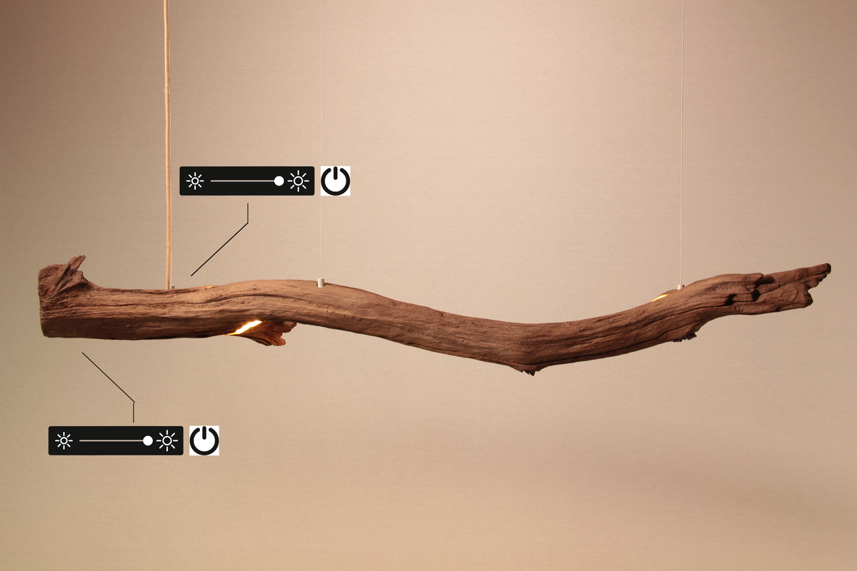 Dining table lamp / LED strip / 147 cm oak branch