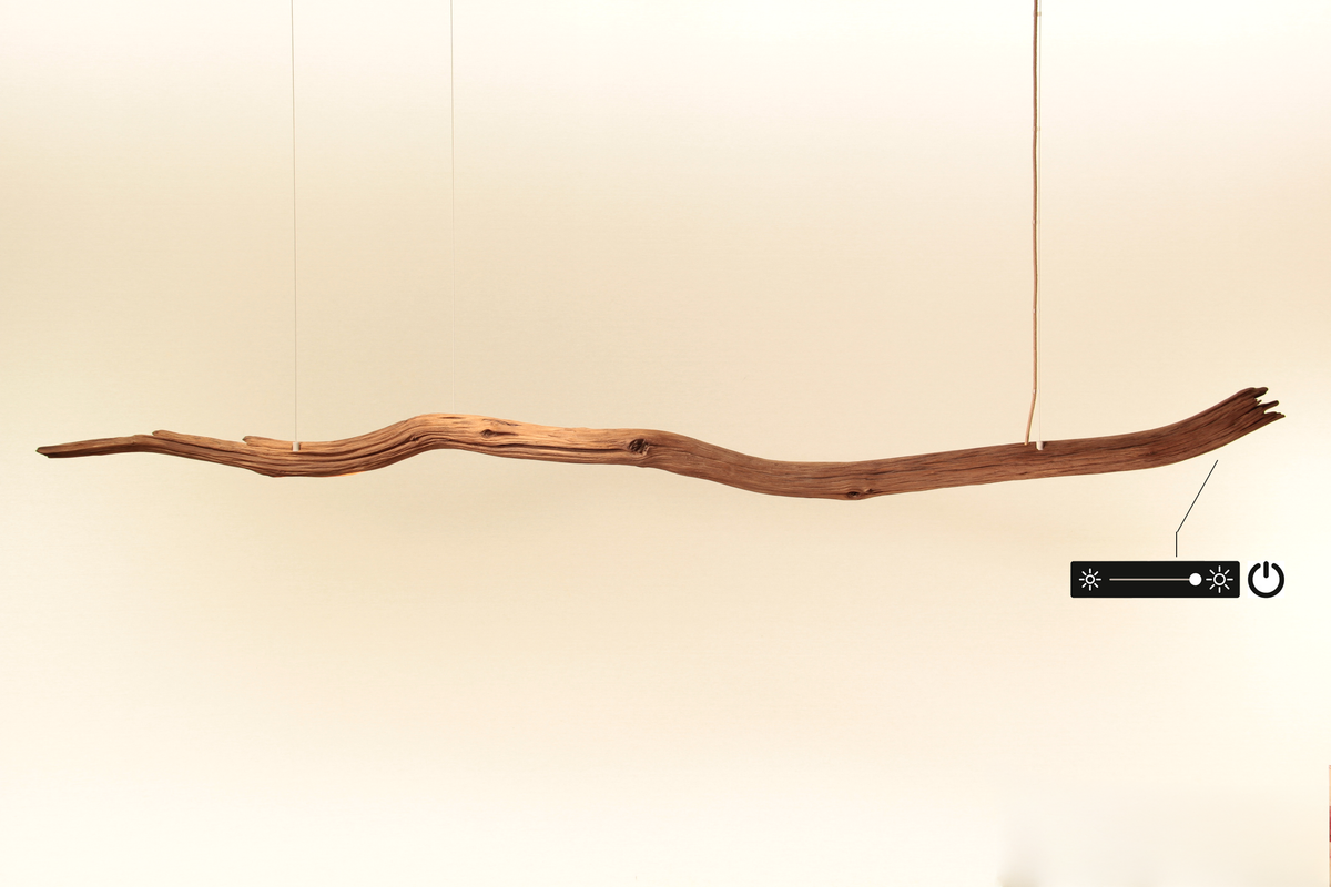 Lampe de table à manger - fait main pièce unique - 229cm branche de chêne