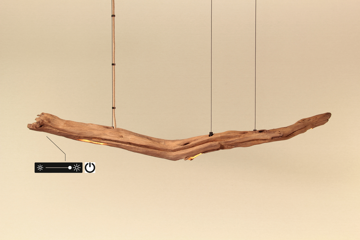 Lampe de table à manger - fait main pièce unique - 113cm branche de chêne