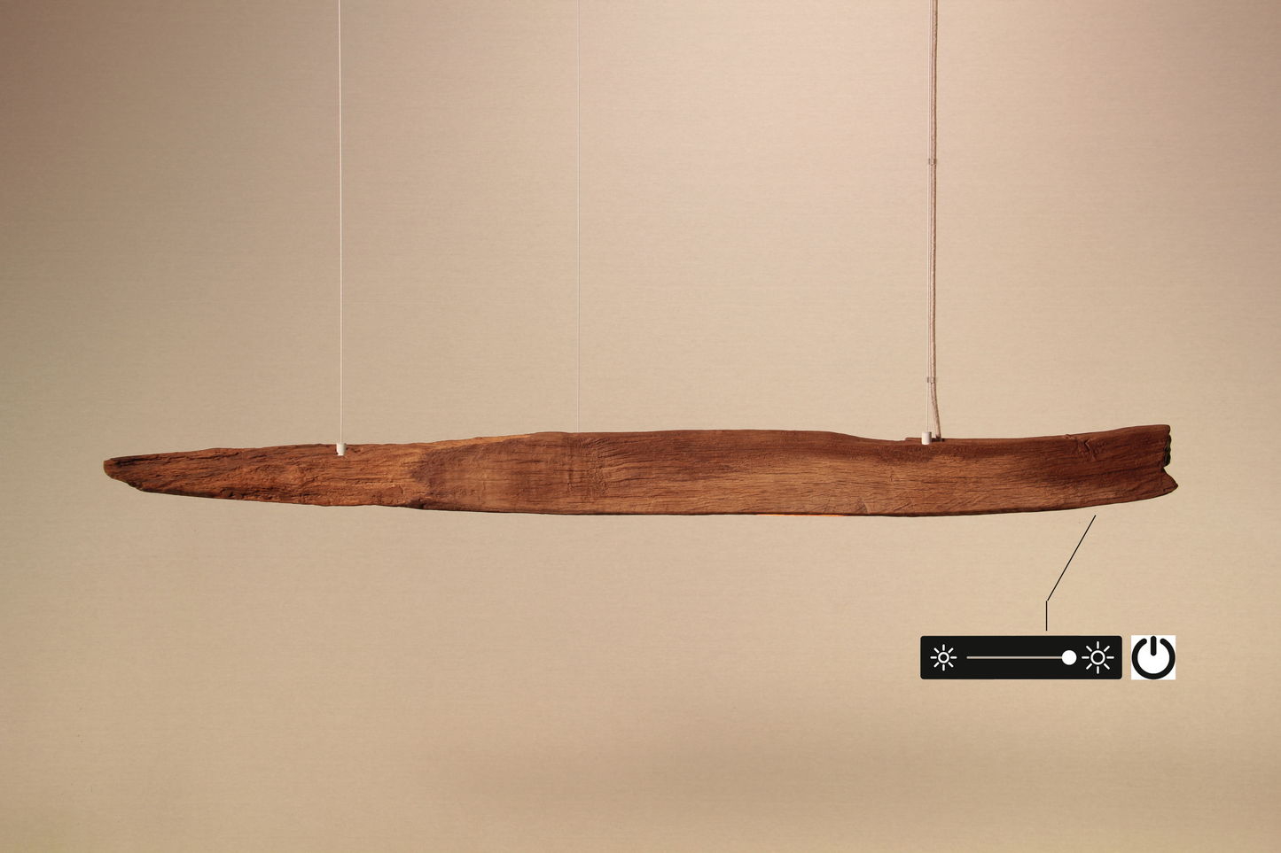 Lampada da tavolo da pranzo - pezzo unico fatto a mano - trave in rovere 134cm