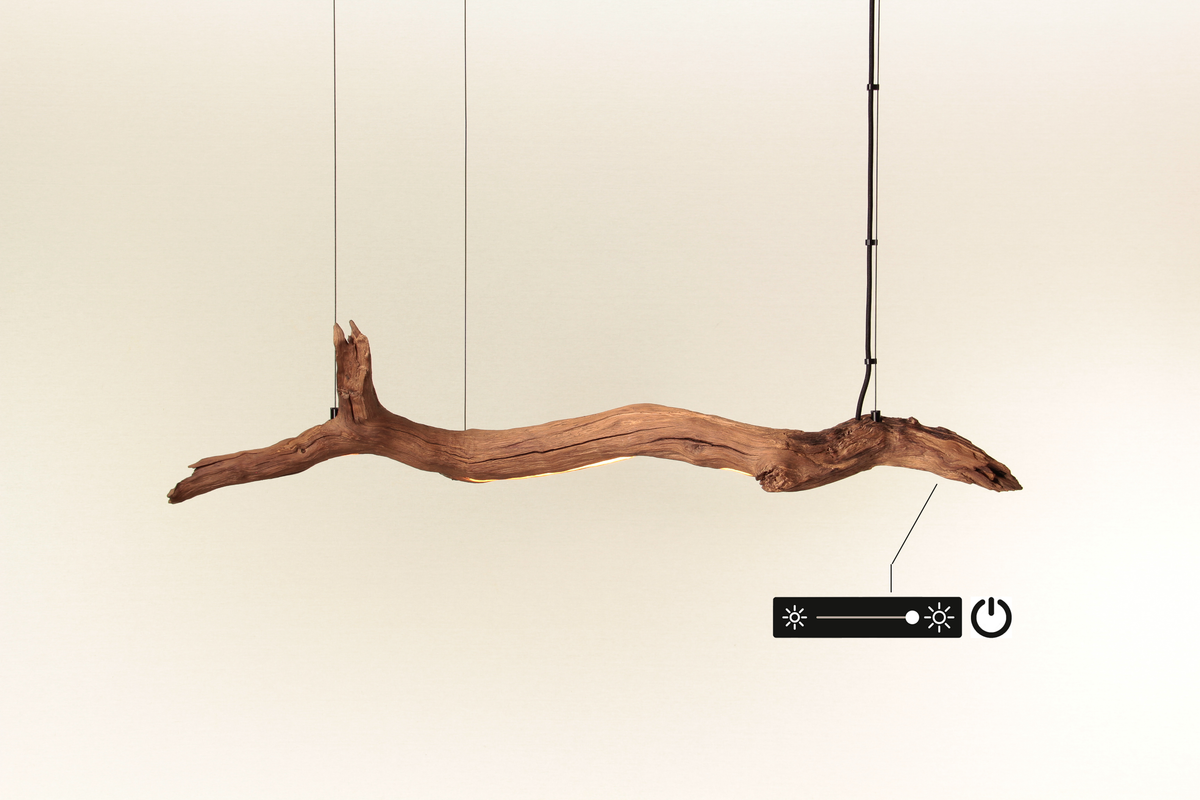 Esstischleuchte - handgefertigtes Unikat - 104cm Eichenast
