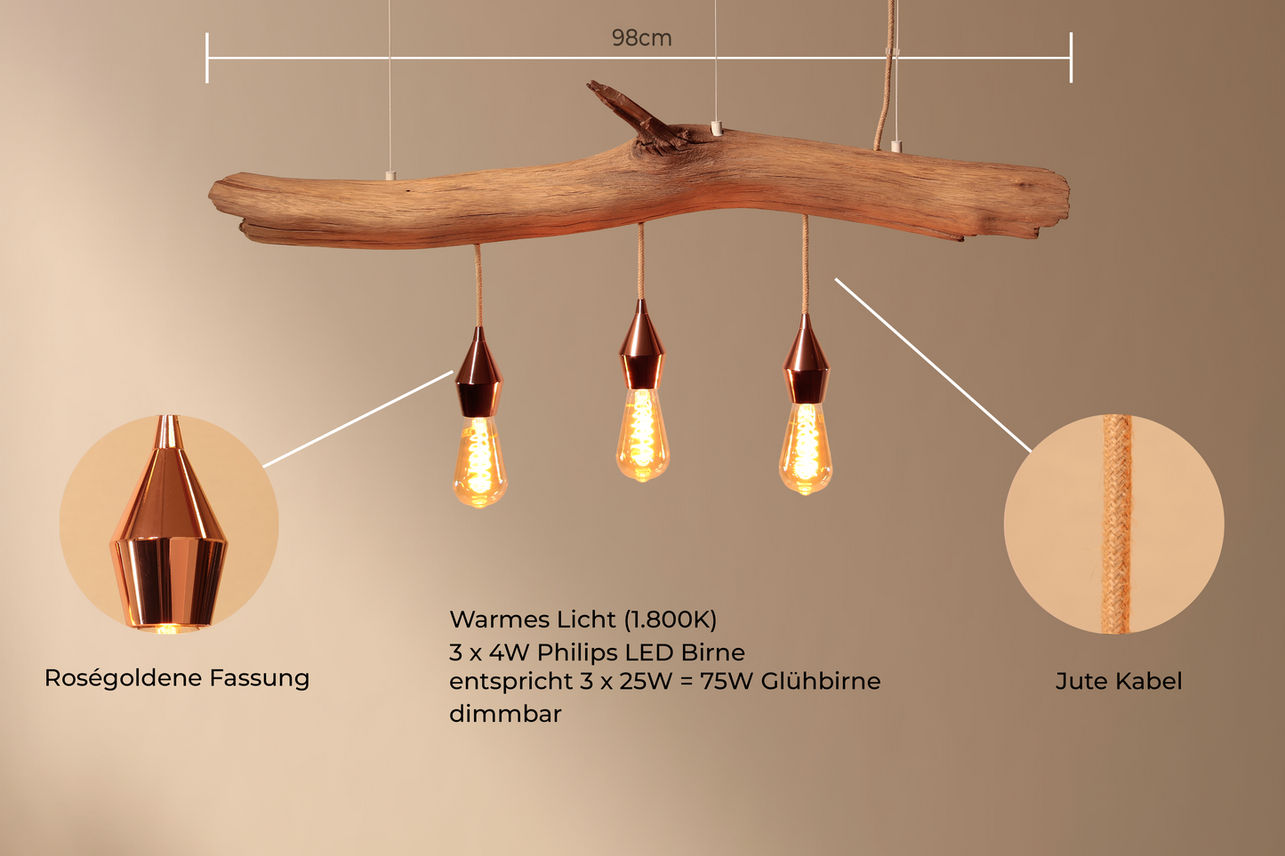 Lampada da tavolo / ramo di quercia da 98 cm / "Il Märkische Minitaurus"