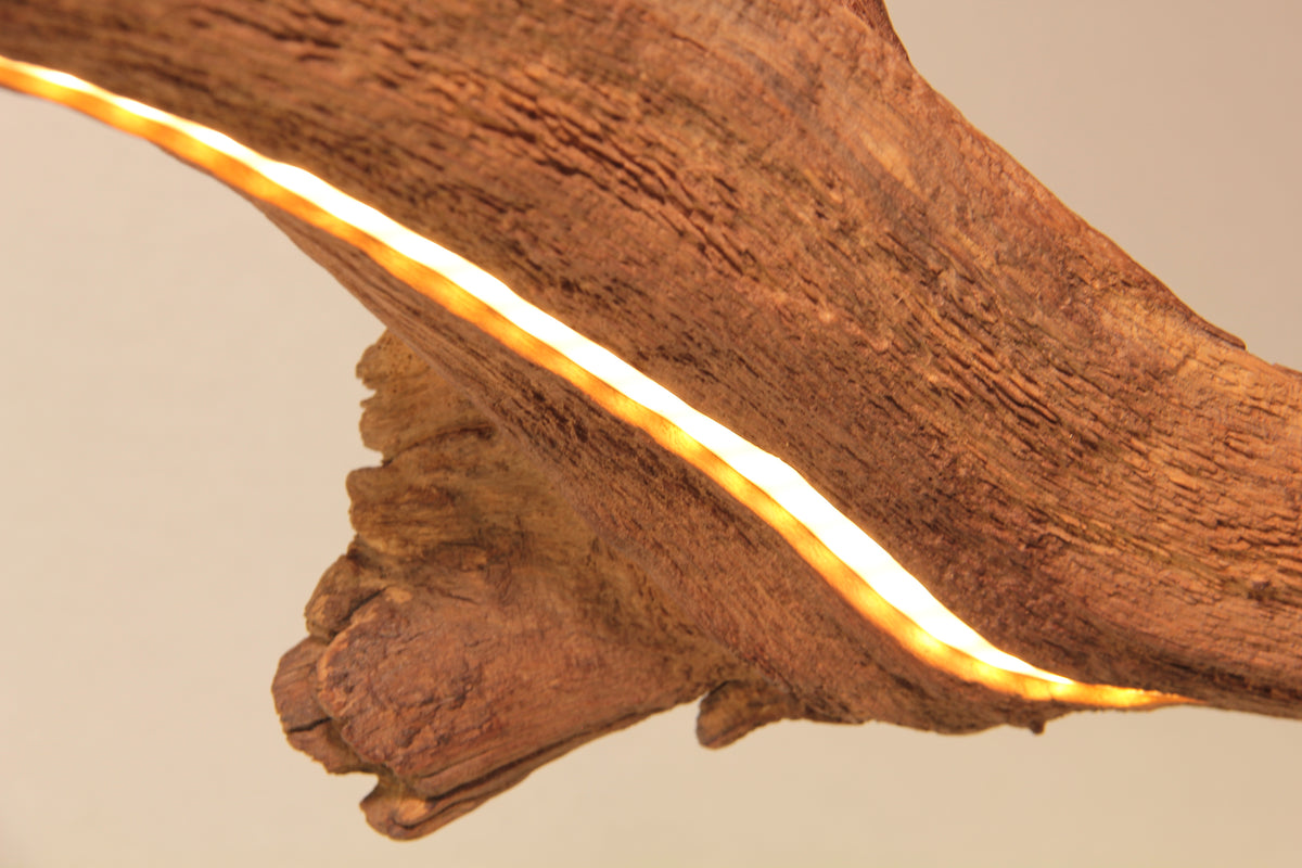 LED dining table lamp - handmade unique piece - 105cm oak branch