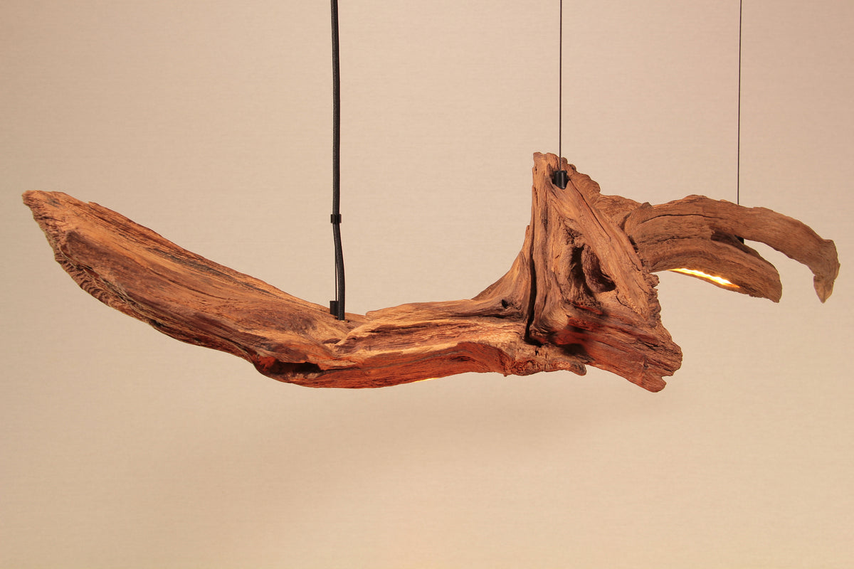 LED dining table lamp - handmade unique piece - 105cm oak branch