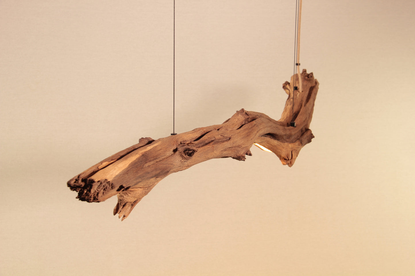 Lampada da tavolo da pranzo - pezzo unico fatto a mano - ramo di quercia di 164 cm