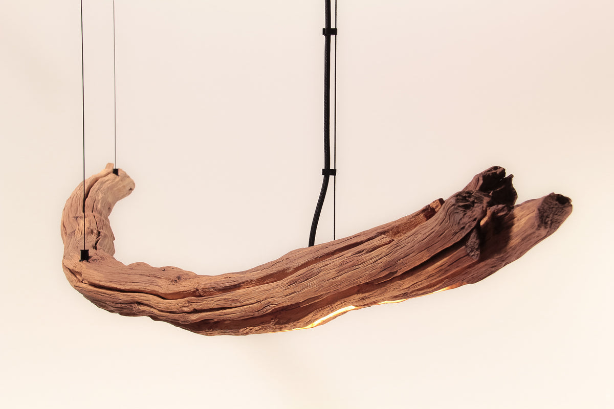 Lampada da tavolo da pranzo - pezzo unico fatto a mano - 178cm ramo di quercia