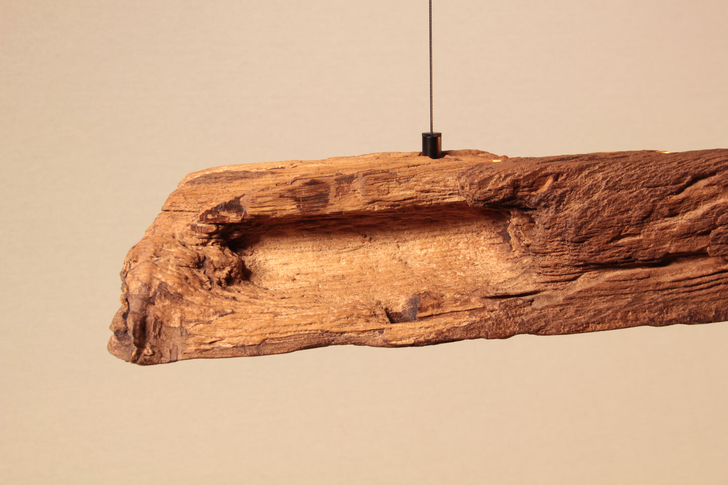 Lampada da tavolo da pranzo  - pezzo unico fatto a mano - trave di quercia di 121 cm