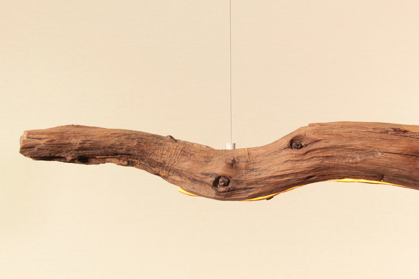 Lampada da tavolo da pranzo - pezzo unico fatto a mano - ramo di quercia di 128 cm