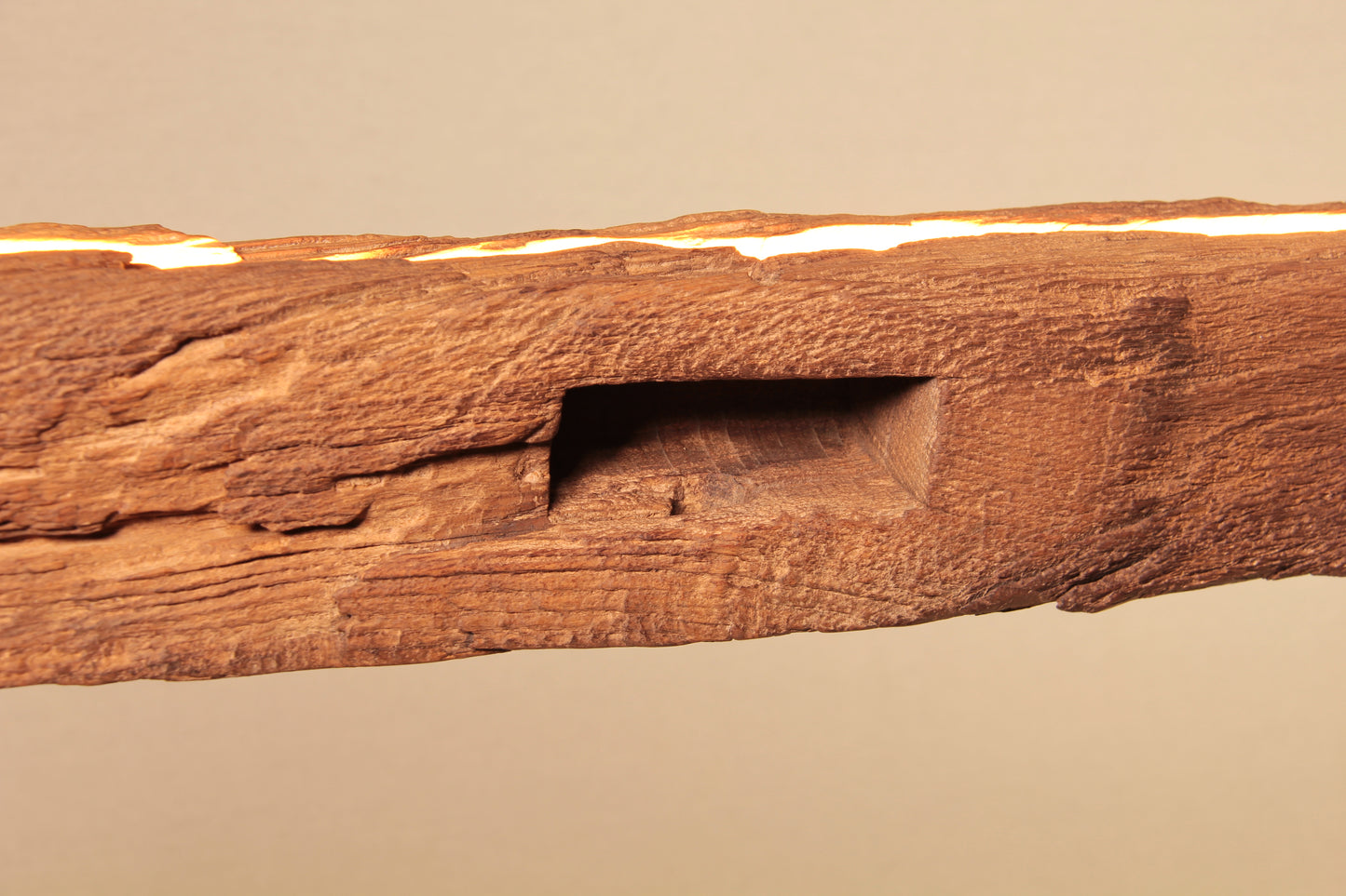 Lampada da tavolo da pranzo  - pezzo unico fatto a mano - trave di quercia di 121 cm