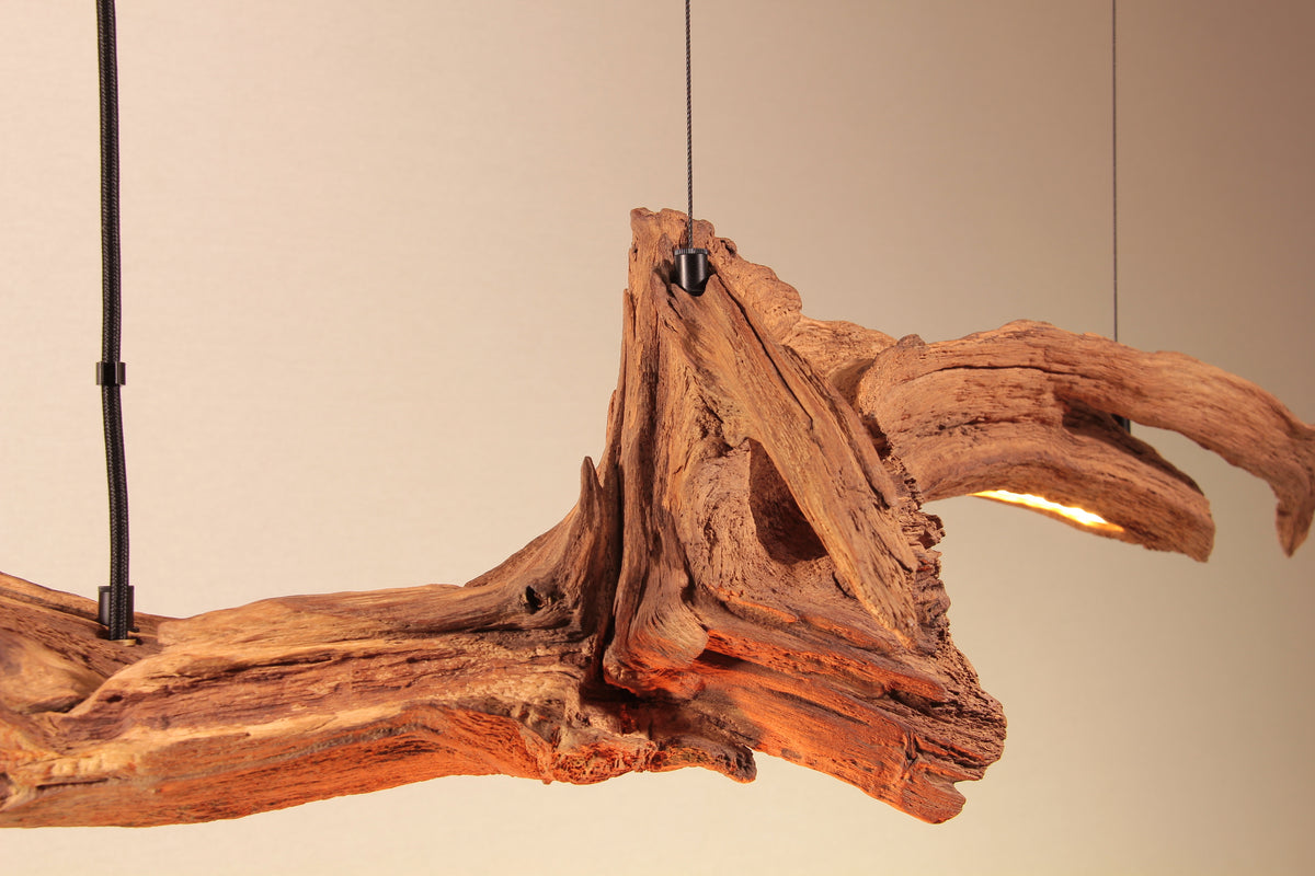 LED dining table lamp - handmade unique piece - 105cm oak branch