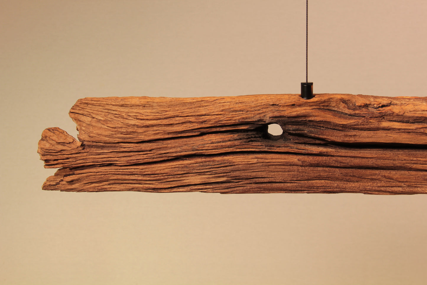 Lampada da tavolo da pranzo - pezzo unico fatto a mano - trave in rovere 170cm