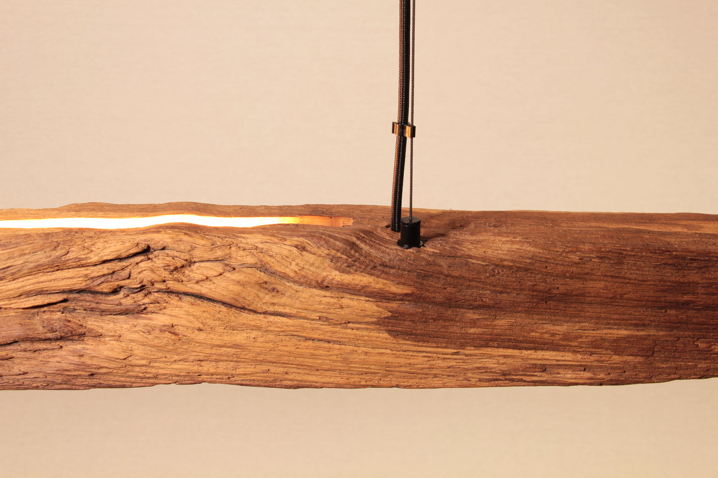 Lampada da tavolo da pranzo - pezzo unico fatto a mano - trave in rovere 170cm